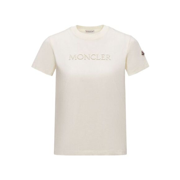 Moncler Women Cotton T-Shirt With Embroidered Tone-On-Tone Logo